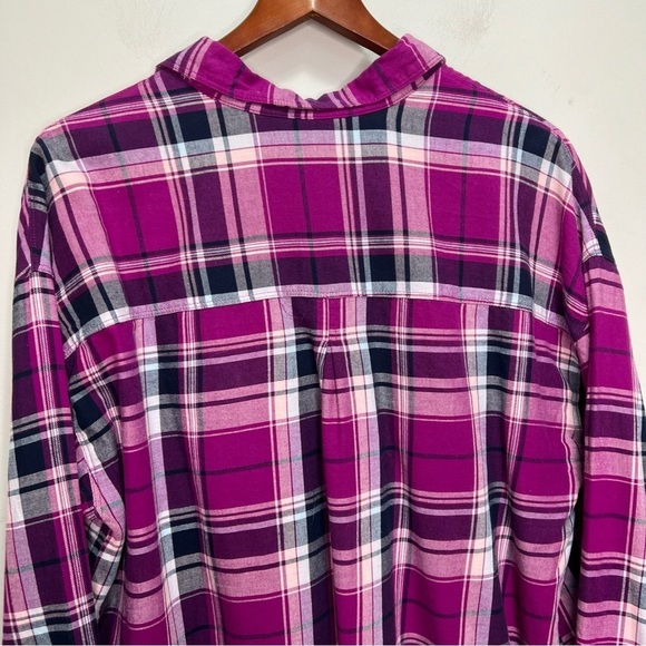 Old Navy The Boyfriend Plaid Button Down Shirt 100% Cotton Size XL - Picture 7 of 9